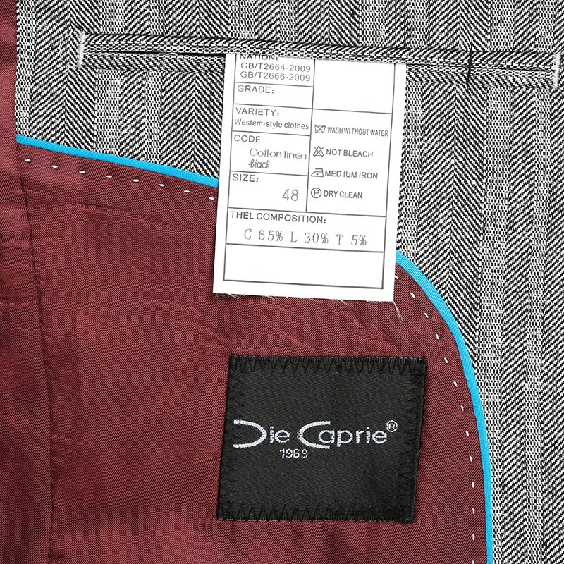Stribet linned herre blazere slim fit til mænd koreansk formel business grå mandlig jakkesæt bryllup plus størrelse 56