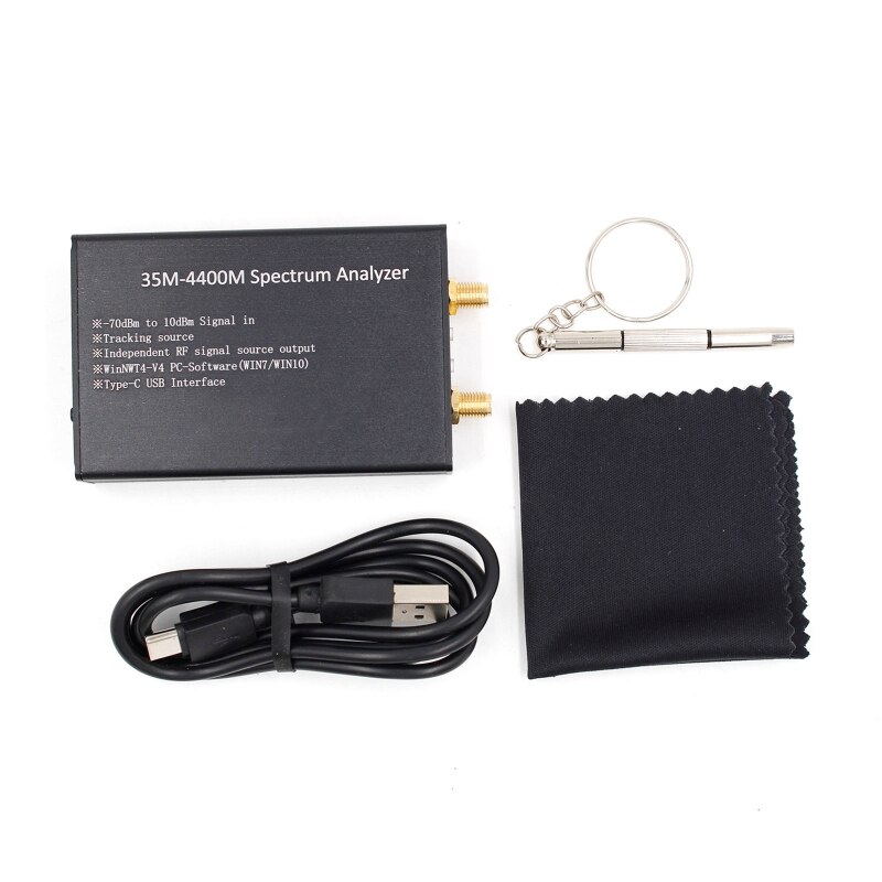 Spectrum Analyzer with Aluminum Shell Usb 35-4400m Rf Frequency Domain Black Analysis Tool 3.3x2.2x1.2in