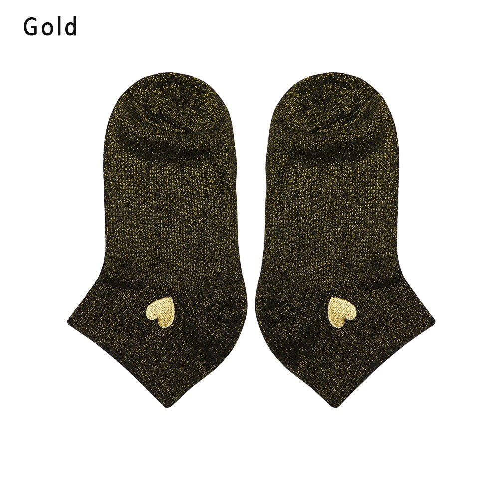 Borduurwerk hart liefde glitter sokken dames modieus zilver goud zijde kleurrijk glanzende sokken glimmende calcetines vrouw: 5