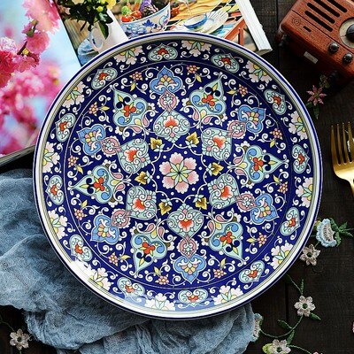 Céramique Vaisselle Gulina Fleur-Centrale en forme Asiatique Exotique Décoratif Plaque Assiette De Fruits Gâteau Dessert Plat Plateau de Petit Déjeuner