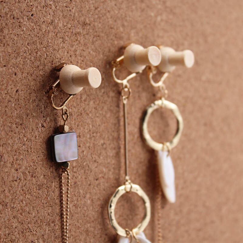 80pcs H-Shape Wood Decorative Push Pins, Wood Head and Steel Needle Point Thumb Tacks for Photos, Maps and Cork Boards