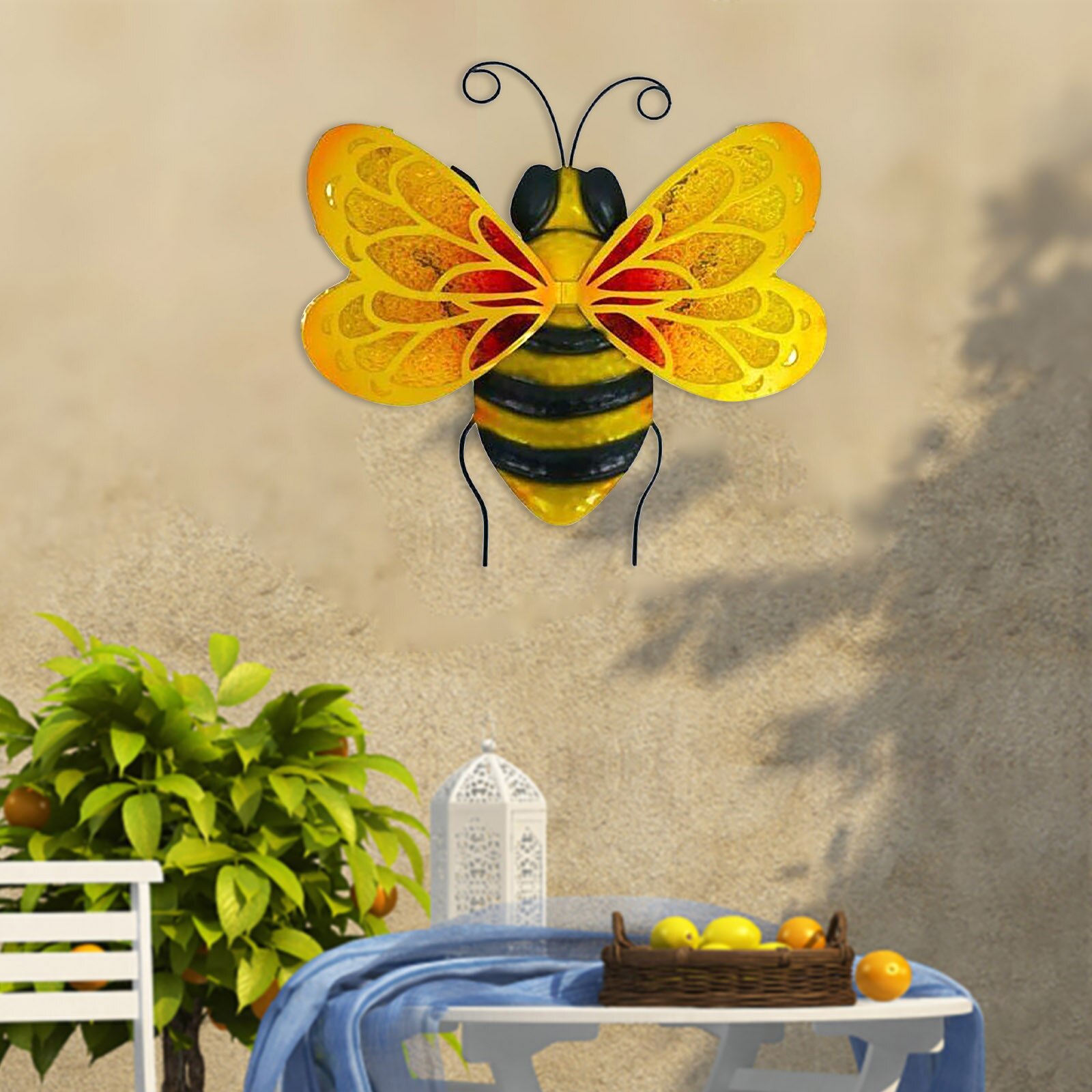 Metal Bumble Bee Wall Ornament 3d Sculpture Figurines Wall Home Hanging Garden Accents Yard Fence Bumblebee Art Decoration