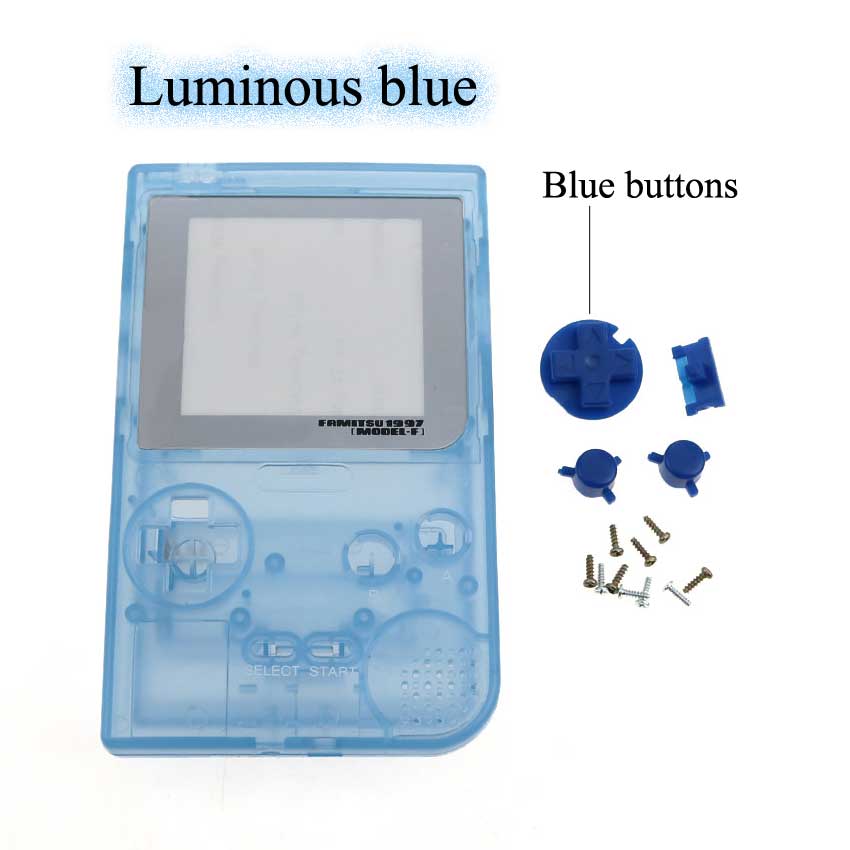 YuXi Full housing shell case cover replacement for Gameboy Pocket Game Console for GBP Clear shell Case with Buttons Kit: Luminous Blue