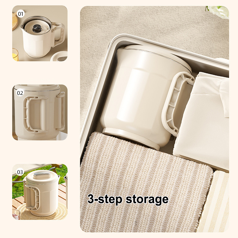 800ml 3 in1 Electric Kettle 304 Stainless Steel Folding Travel Kettle Portable Household Multi-function Cooking Pot Pot