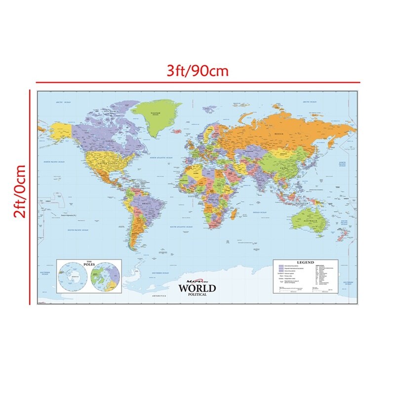 The World Political Map 90*60cm vintage decor Wall Sticker Map Card Canvas Painting Home Decoration School Supplies