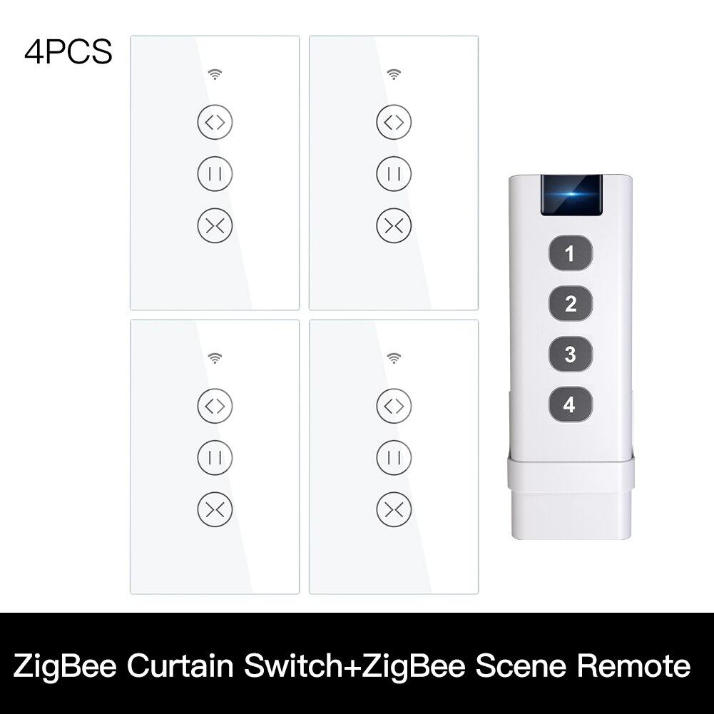 ZigBee RF Smart Touch Curtain Switch Roller Blinds Shutter Tuya Smart App Wireless Control Relay Status Works with Alexa Google
