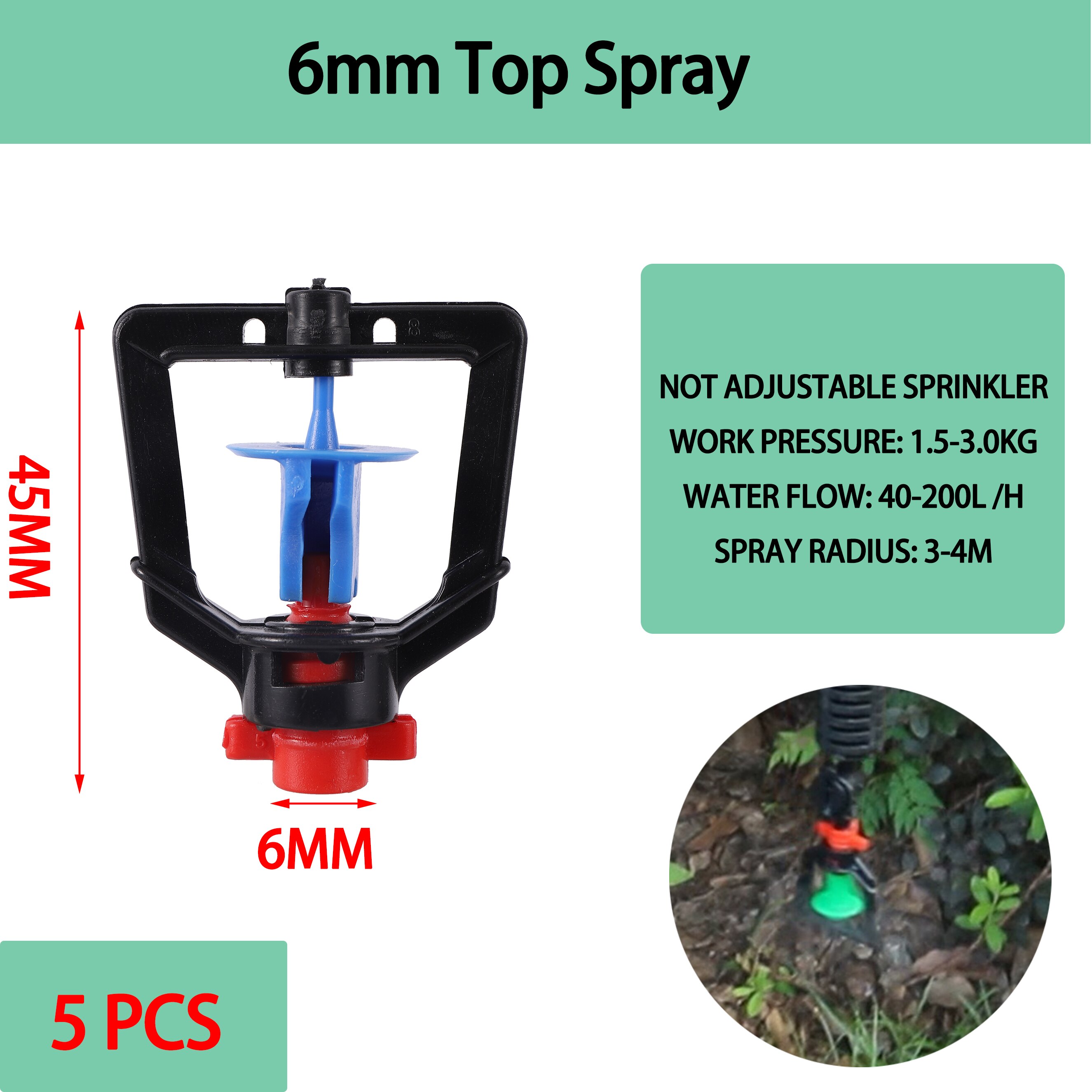 6mm Rotary Sprinkler Garden 360 Degree Rotary Hanging Atomizing Nozzle Watering Anti-Drip Anti-Leak Drip Irrigation Accessories: Red
