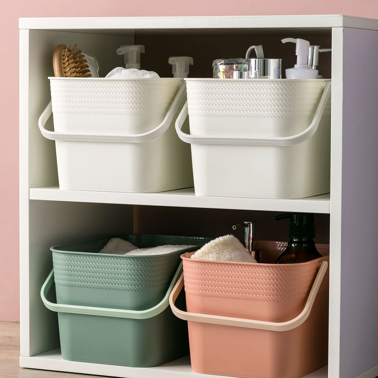 Cesta de baño con mango, cesta de almacenamiento para ducha, organizador de maquillaje, artículos diversos, caja organizadora de baño, 1 ud.