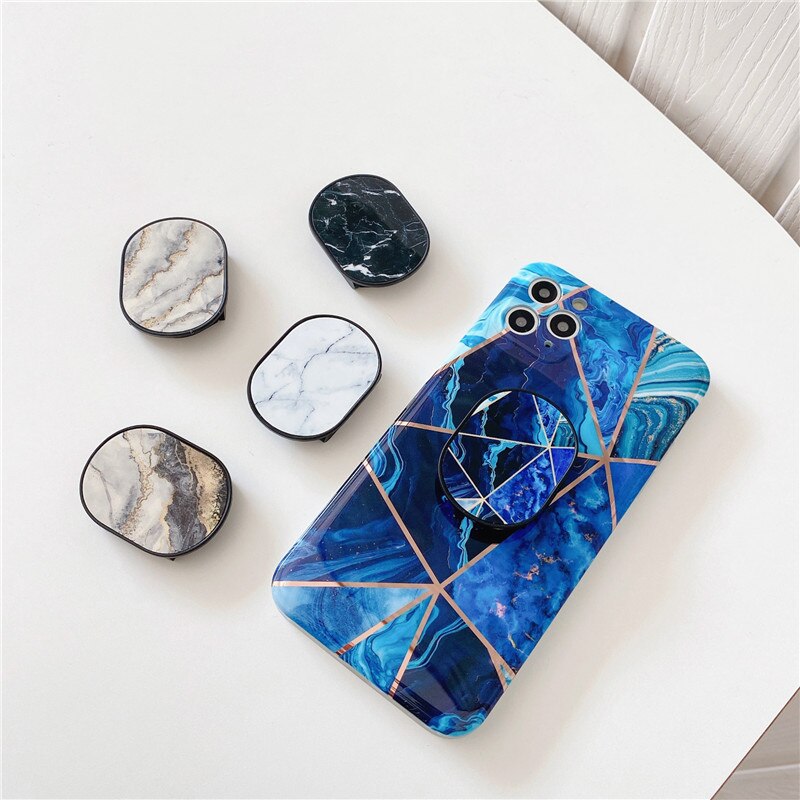 3D Universal Geometric Marble fold finger grip phone holder case DIY mobile Holder Flexible 360 Degree Rotate Mobile Phone Stent