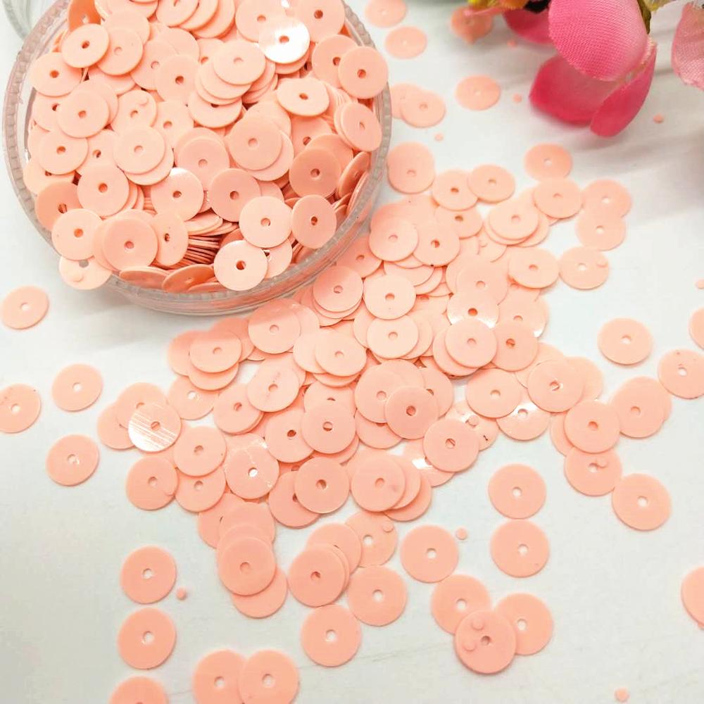 50G (4000 Stuks) 6 Mm Effen Zacht Roze Platte Ronde Pailletten Voor Craft Diy Accessoires Met 1 Midden Gat