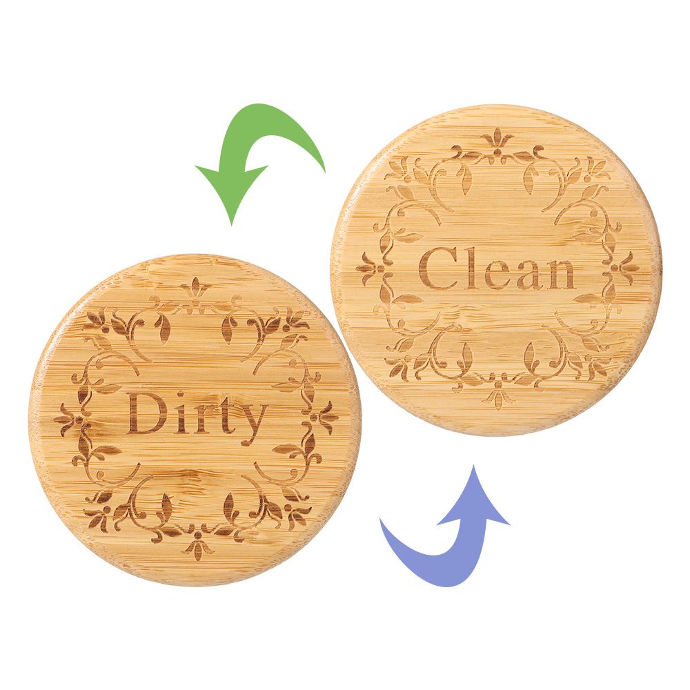 1PC Double Sided Dishwasher Fridge Magnet Reusable Clean Dirty Sign Household Home Living Bamboo Home Decor Magnetic Sticker: Style 2