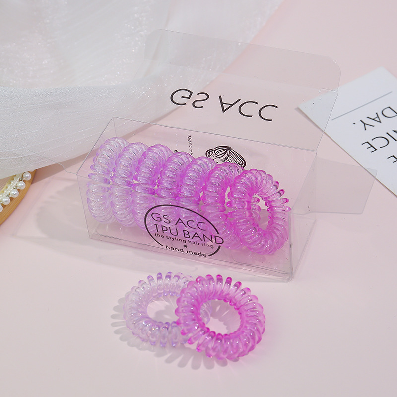 Gomas elásticas para el pelo para mujer, Niña y niño, cintas de goma transparentes en espiral, accesorios para el pelo, 9 unids/lote por caja