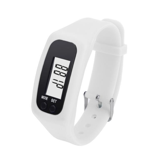 battery Multifunction 6 Colors Digital LCD Pedometer Run Step Calorie Walking Distance Counter: White