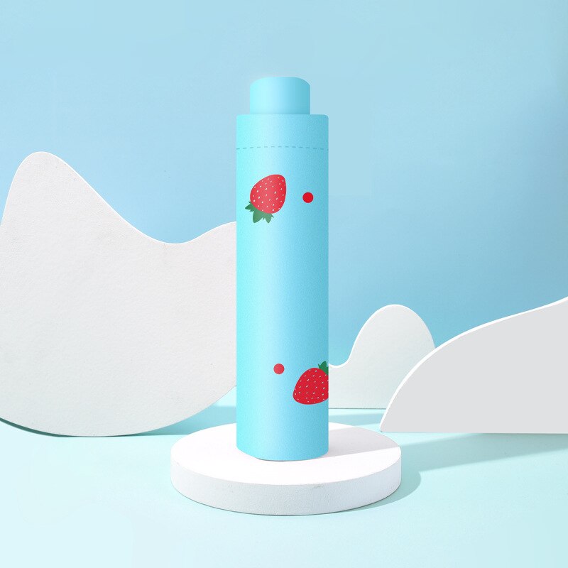 Leuke Vrouwen Paraplu Verse Meisje Kleine Aardbei Regen En Zon Tweeërlei Gebruik Paraplu Macaron Kleur Vinyl Zon Bescherming parasol: 1 sky blue