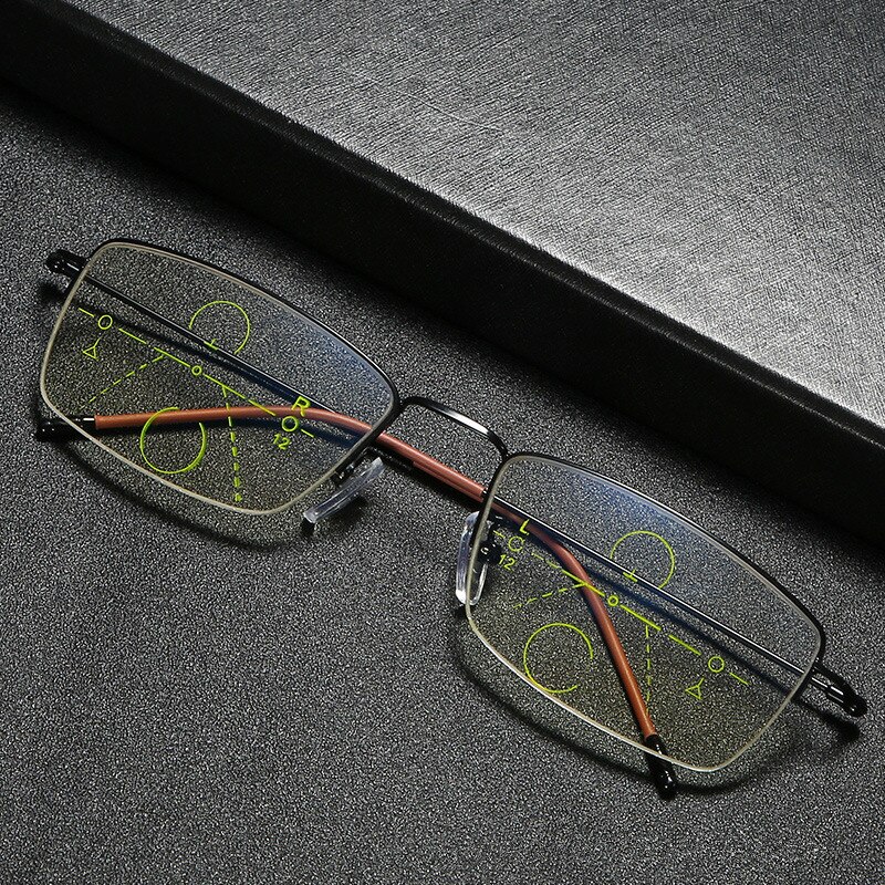 Titanium Multi-Focus Leesbril, Progressive Dual-Focus Anti-Blauw, anti-Ultraviolet, Verziendheid Bril