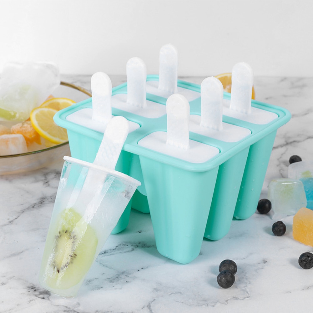6 Cells Ice Cube Molds Reusable Popsicle Maker DIY Ice Cream Tools Kitchen Lolly Mould Tray Lolly Mould Popsicle MakerBar Tools