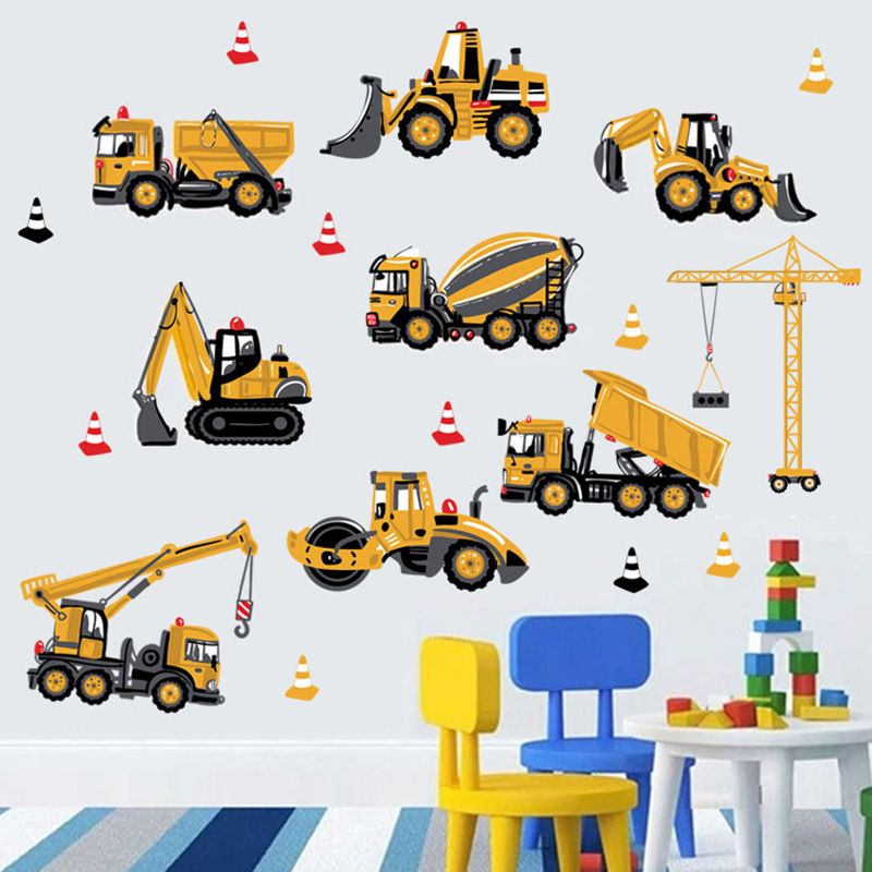 DIY ściana naklejki na pokoje dla dzieci, samochody transportowe, ciężarówka, koparka tapety, Home Decor, dekoracja pokój dla chłopców, plakat na ścianę 45x60CM