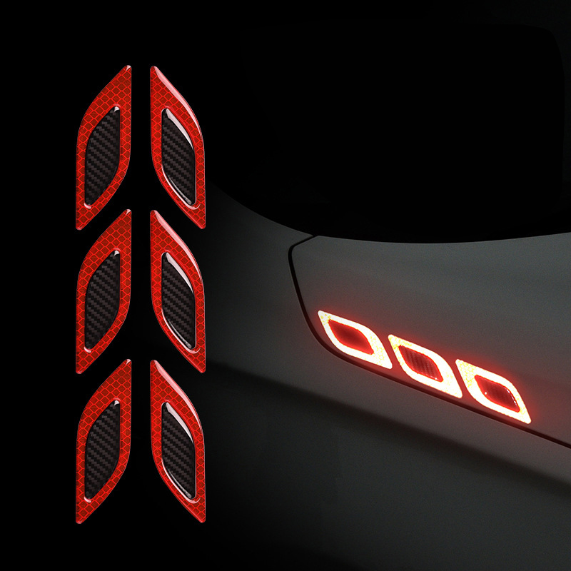 6 pcs/12 pcs Auto Reflecterende Stickers Anti-Kras Veiligheidswaarschuwing Sticker voor Vrachtwagen Auto Motor Exterieur decoratieve Accessoires: Rood
