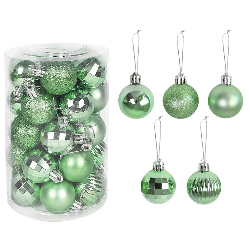 Boules de noël pour décoration de maison, 34 pièces mélangées, pendentifs en plastique, or et argent, fournitures de noël: D10