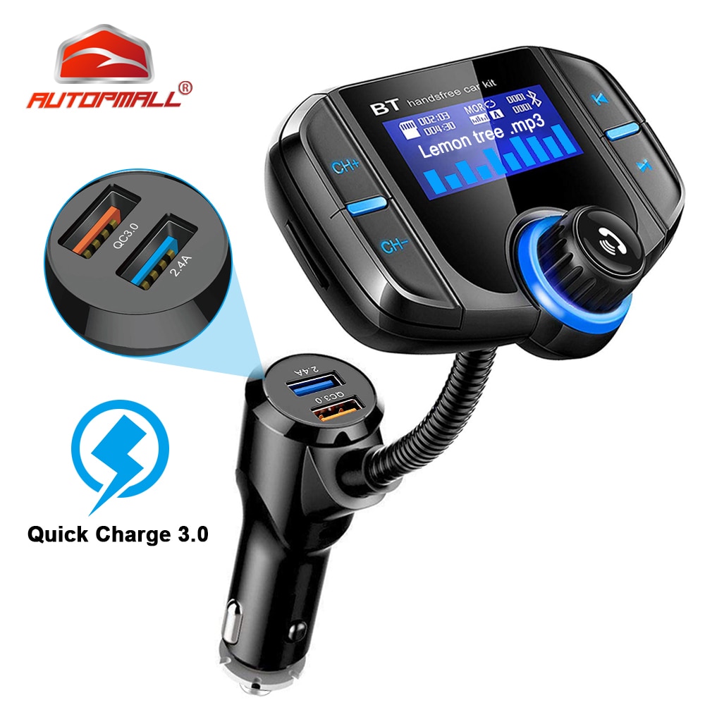 BT70 Fm-zender Autoradio Bluetooth Kit Dual USB QC3.0 Draadloze MP3 Speler Charger Adapter handsfree BT Tuner FM Modulator