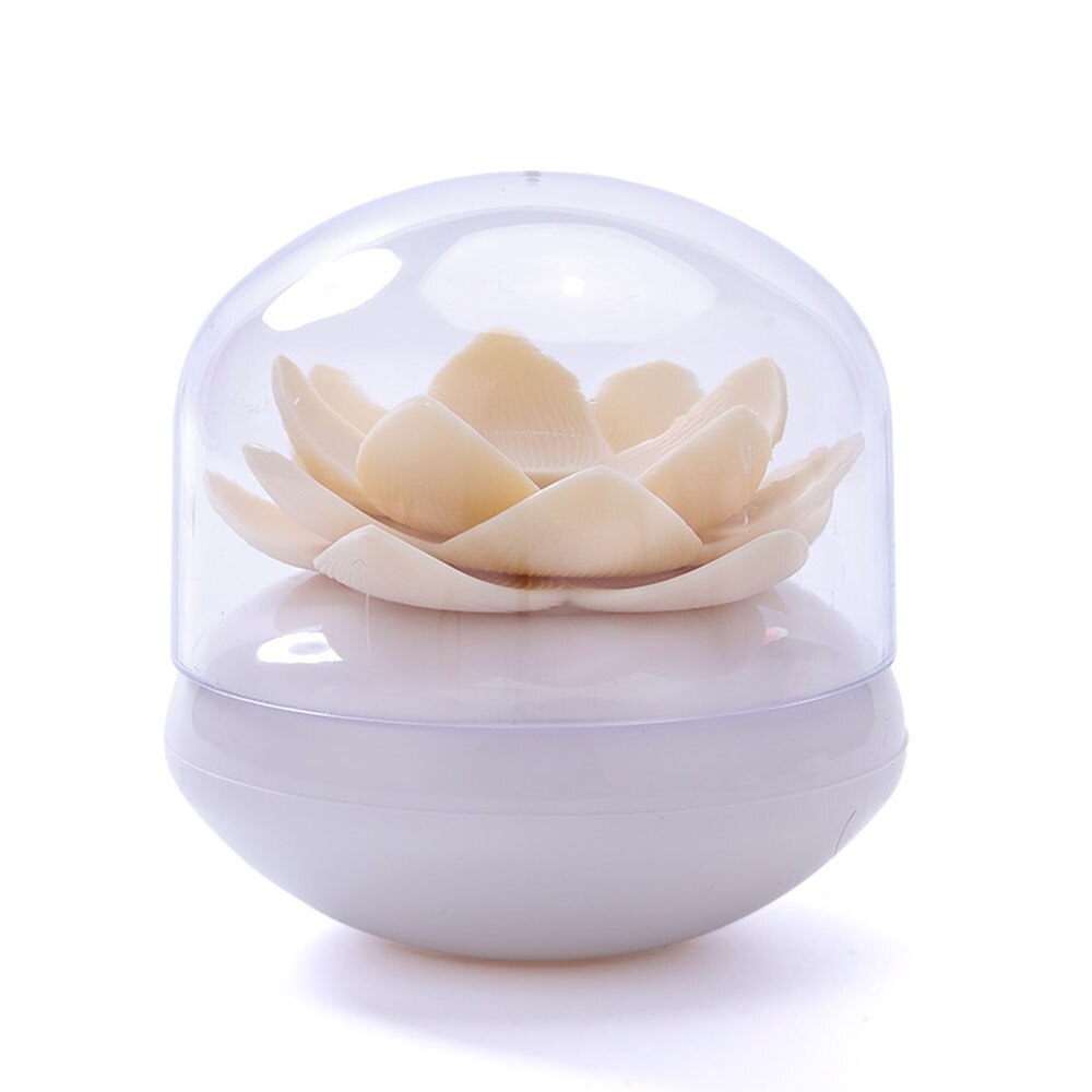 Hisopo de algodón portátil para almacenamiento de palillos de dientes, soporte de flor de loto, contenedor a prueba de polvo, organizador para el hogar, caja de Decoración de mesa: beige