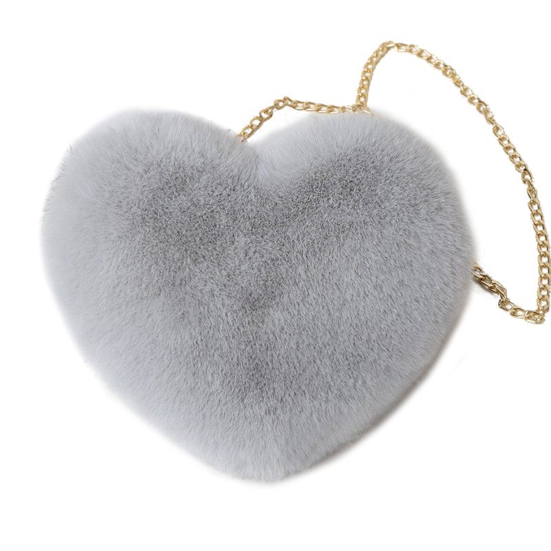 Super Cute Heart Hairy Mini Shoulder Bags Furry Plush Messenger Bags Small Purse Cross Body Handbag for Women Girls: 6