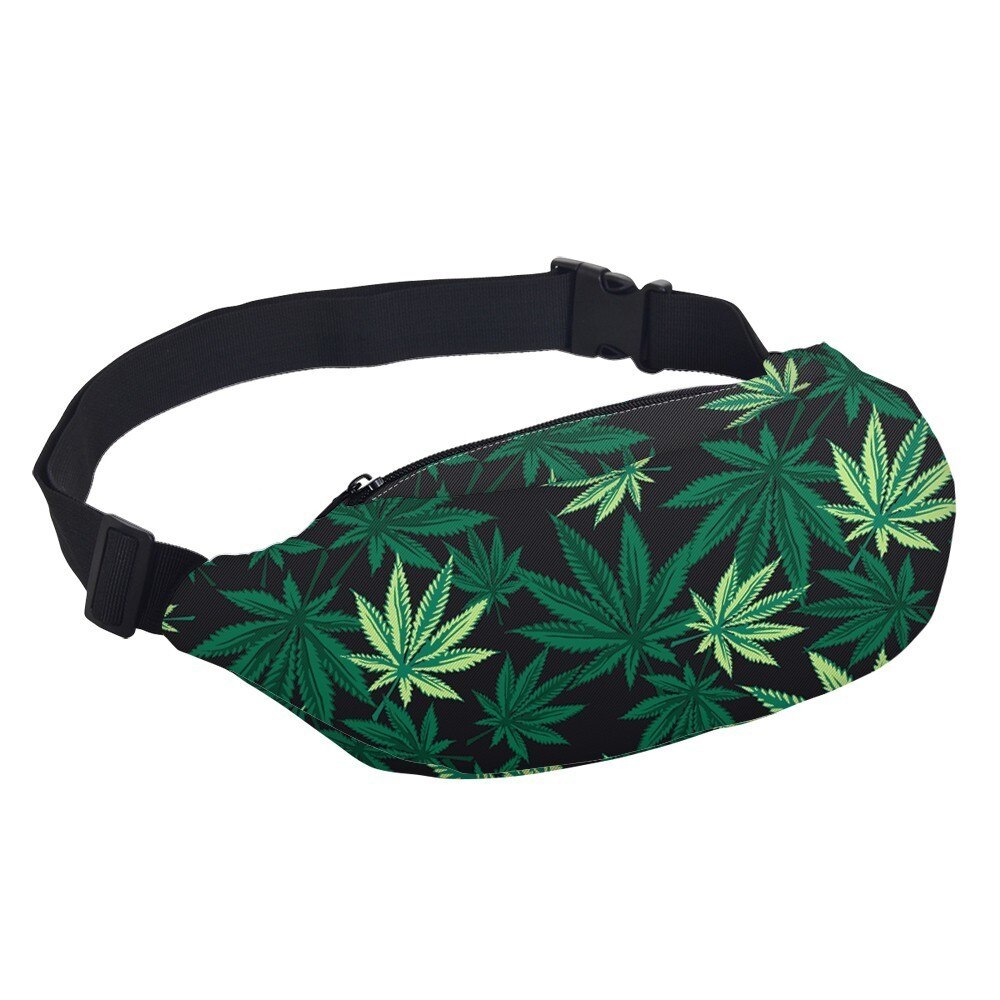 Riñoneras DAOXI 3D con estampado de hojas verdes, riñoneras para mujer, bolsos de viaje, DXYB-7