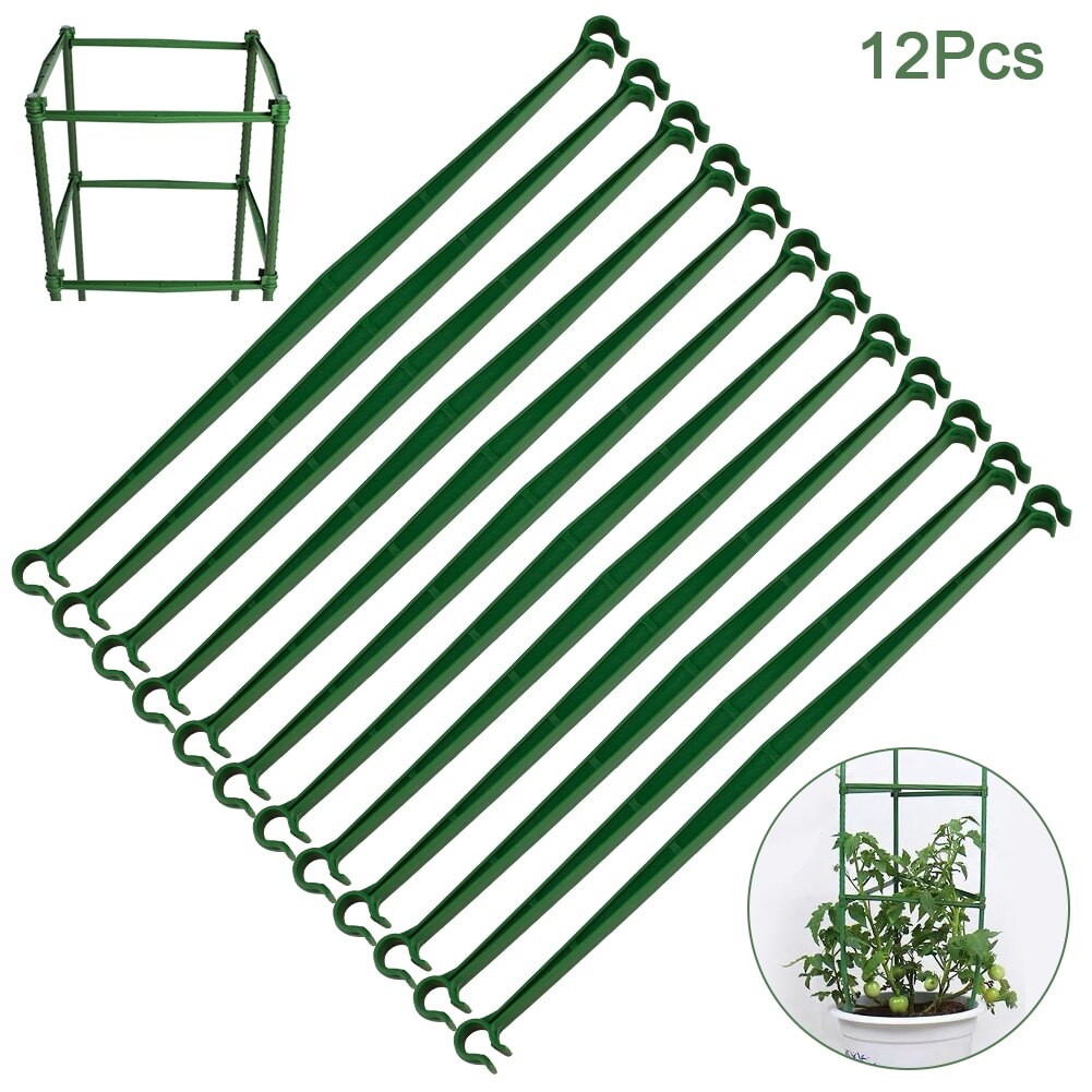 12/24 stk planter støtte stak stik have plante fix klip drivhus plast fast stik til blomster grøntsager tomater