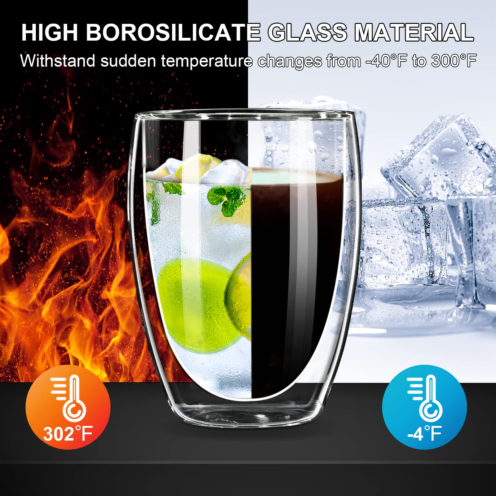 Dubbelwandige glazen bekers met deksel, herbruikbare geïsoleerde theemok, vaatwasmachinebestendig, milieuvriendelijk, koffiereismokken, vaatwasmachinebestendig