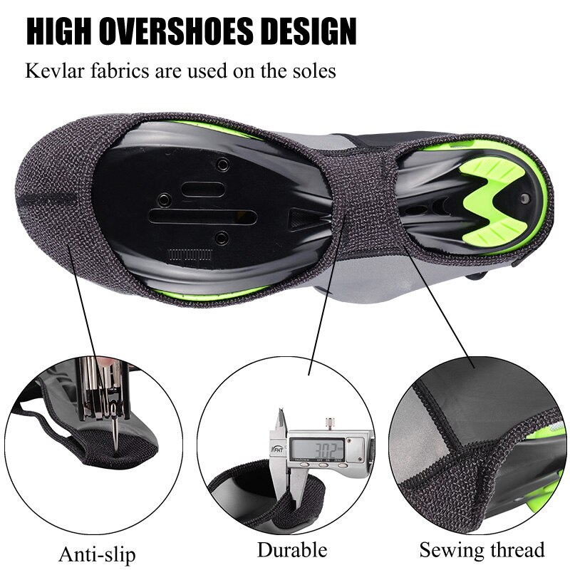 ROCKBROS – couvre-chaussures de vélo de route imperméables et coupe-vent, couvre-chaussures de cyclisme en tissu réfléchissant pour vtt, hiver