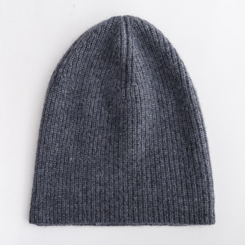 Kvinder hatte 100%  ged cashmere strikket hovedbeklædning efterår & vinter blød hat 3 farver: Grå