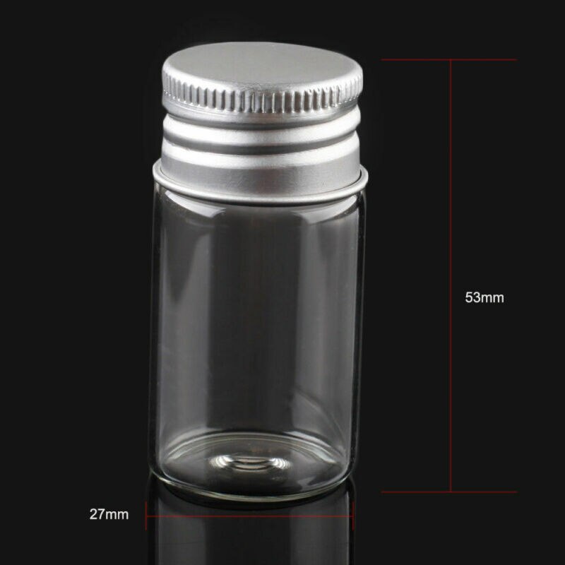 10 pcs 15ml 27x53mm Small Clear Glass Bottle Vial Pendant With Aluminum Lid