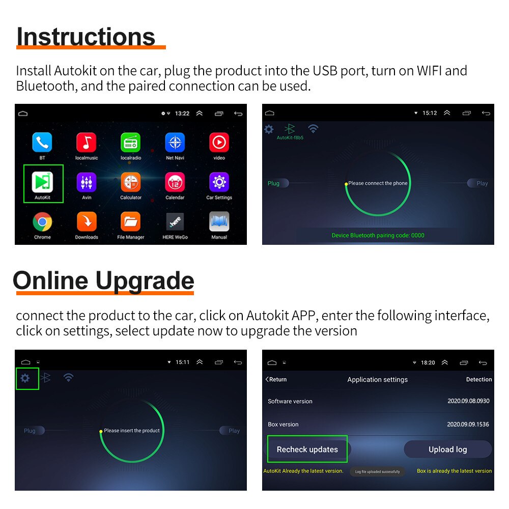 Carlinkit Smart link Wireless CarPlay Dongle für Android Auto Mini USB Carplay Stick mit Android Auto Stecker und Spielen Airplay