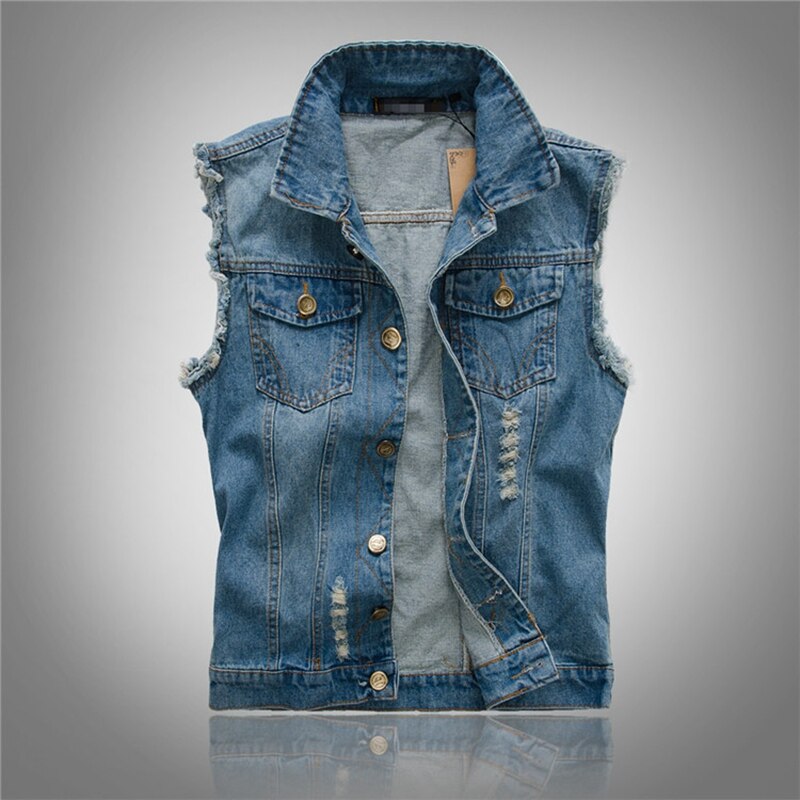 Veste en jean hommes sans manches vestes lavées Jeans colete masculino gilet pour hommes débardeur Cowboy homme gilet veste