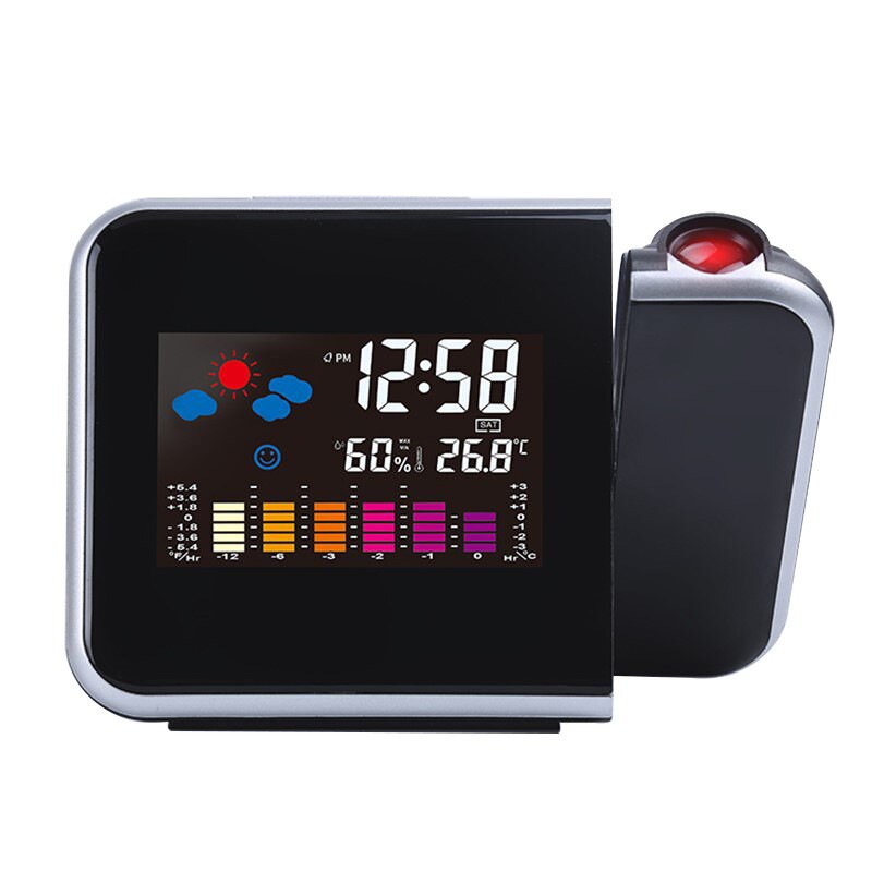 Time Projection Digital Alarm Clock With Weather Station Thermometer Calendar Date Display Changing Snooze LED Digital Clock