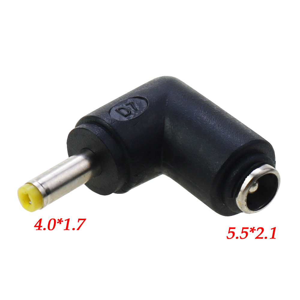 1PC DC Power Converter Plug 5.5x2.1mm Internal Thread To 90 Degrees 5.5x2.5 6.0X1.4 4.0X1.7mm External Thread Adapter Connector: Dark Grey