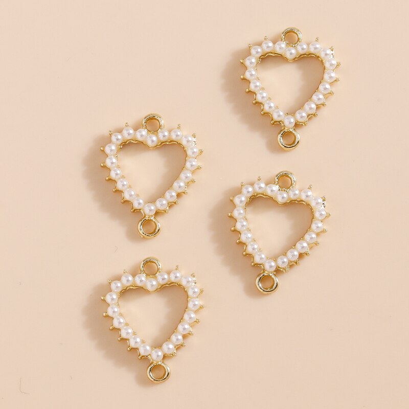 5 pezzi di perle d'imitazione cuore d'amore connettori pendenti per gioielli fai da te creazione di collane fatte a mano bracciali orecchini ciondoli artigianali