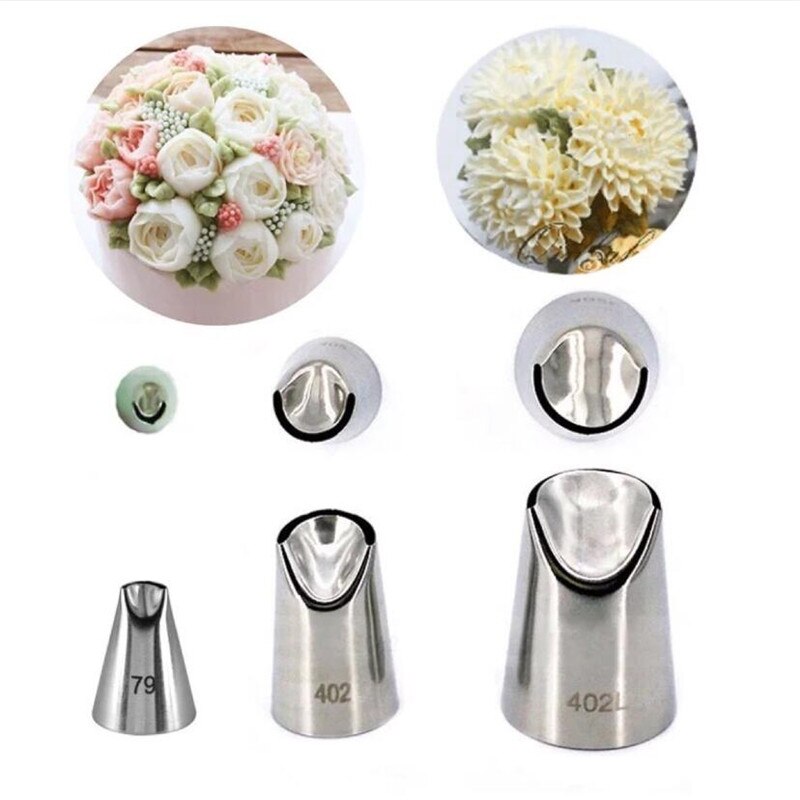 3pcs #79#40#402L Chrysanthemum Nozzles For Decorating Cake Tulip Pastry Nozzle Succulents Icing Piping Tips Bakeware Pastry Tool