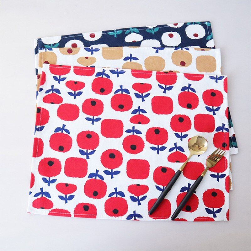 1pc Ins Cotton Placemat Table Napkin Tablewares Mats Pads Family Visit 32x42cm 12.6"x16.5"