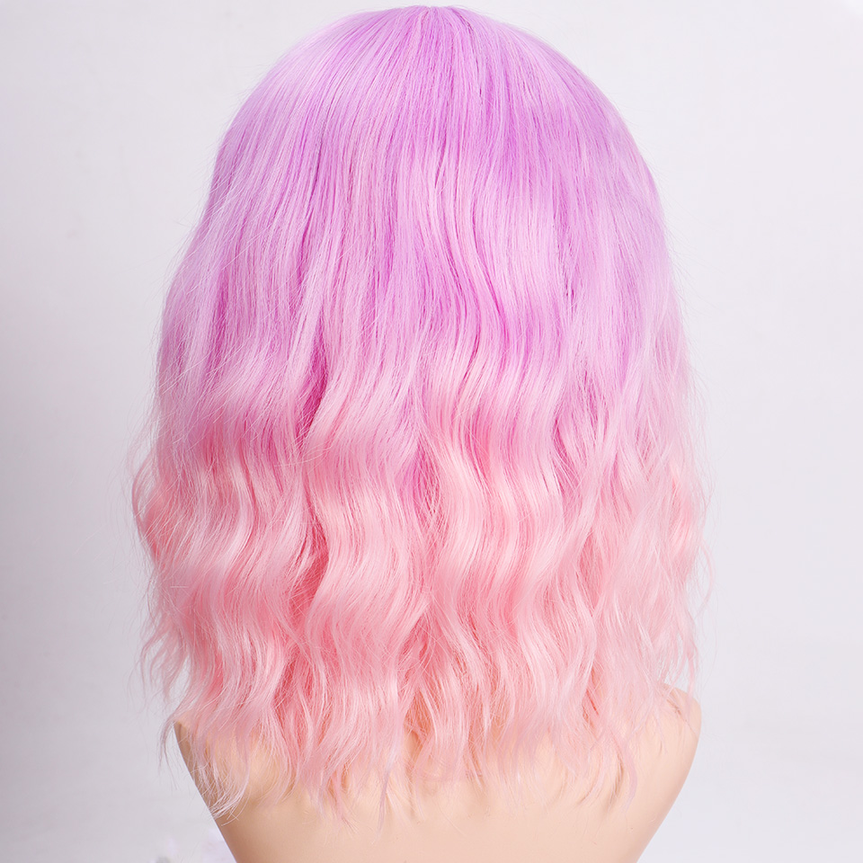 Peluca sintética shangke de pelo corto ondulado con degradado ombré, ideal para cosplay diario de estilo bob de fibra resistente al calor para mujer.: P1b/613
