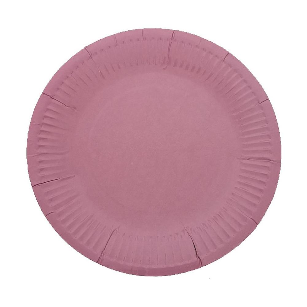 10Pcs Einweg Papier Platten Geburtstag Party Kreis Platte Obst Platte Kuchen Tablett Geschirr Geburtstag Partei Liefert: Rosa