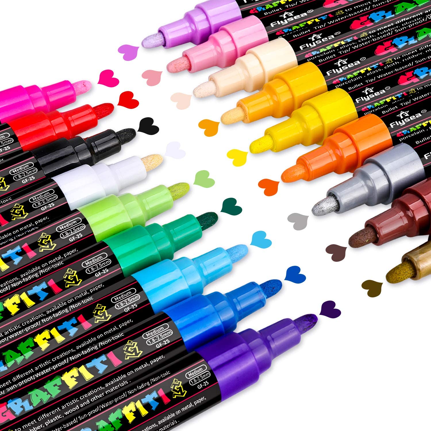 Acrylic Paint Pens 0.7mm/2.0mm Tip Marker Pens for DIY Craft Projects Waterproof Permanent Paint Art Marker for Rock Painting: 2.0mm 18 Colors