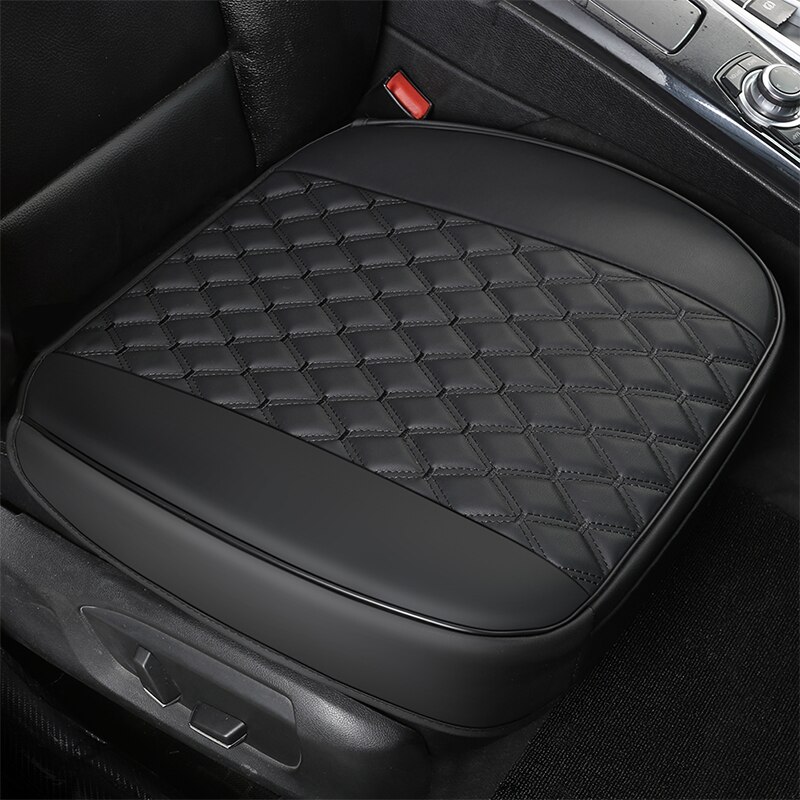 Waterdichte Lederen Auto Bekleding Universele Ademend Auto Voor Achter Zitkussen Protector Mat Pad Voor Truck Suv Van: 1 front black