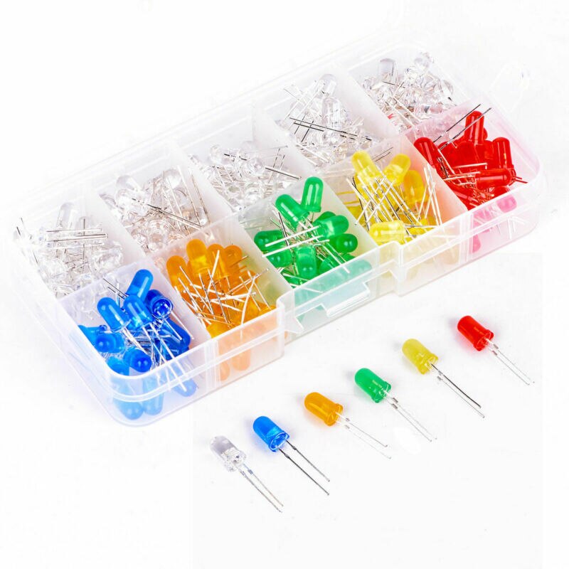 200 Stuks Light Emitting Diodes 6 Kleuren Elektronische Componenten 5Mm Diverse Kleur Diy Led Light Emitting Diodes Set Box