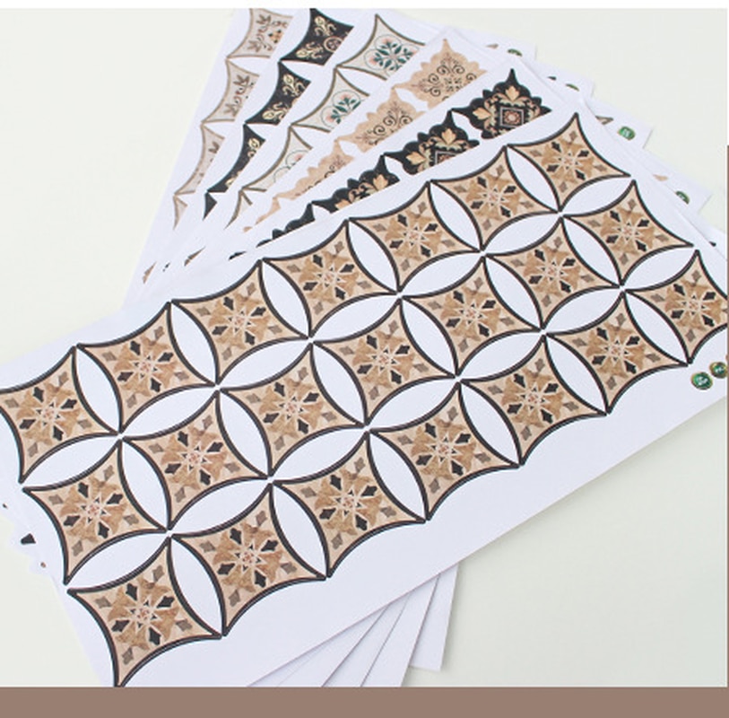 21pcs Self Adhesive PVC Ceramic Tile Stickers Waterproof Wall Sticker Art Diagonal Floor Stickers Kitchen Decorative Sticker