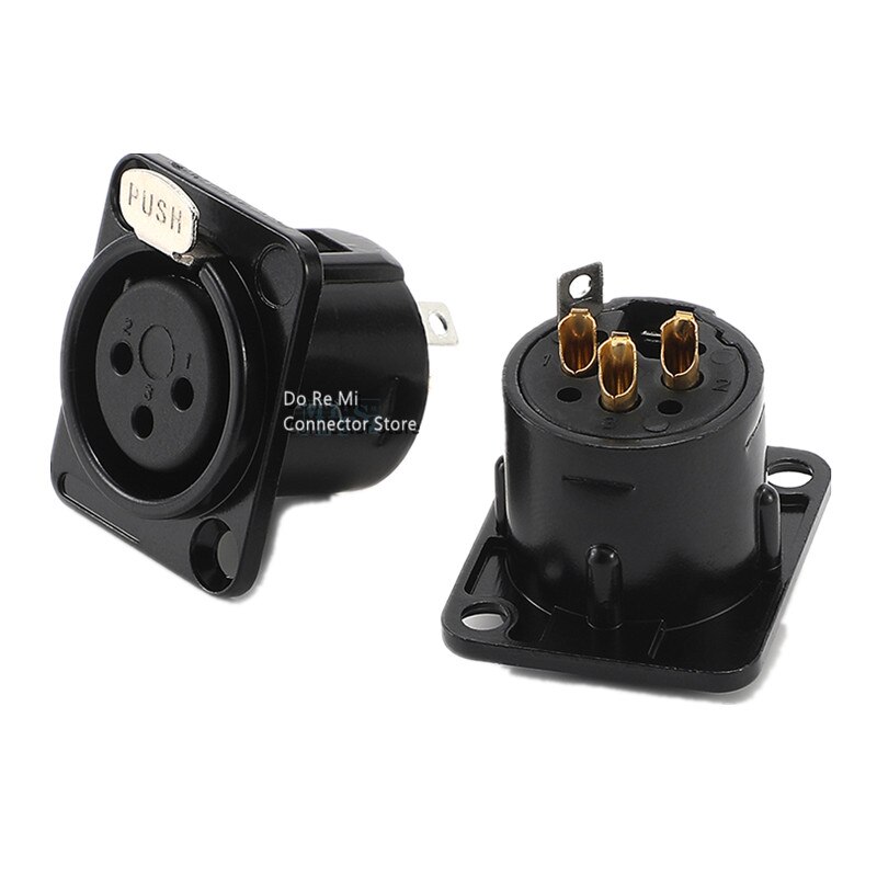 5pcs/lot 3 Pin XLR Male Plug Panel Mount XLR Chassis Microphone MIC Cable Terminal XLR Wire Connector Black/Silver: 5pcs Female black