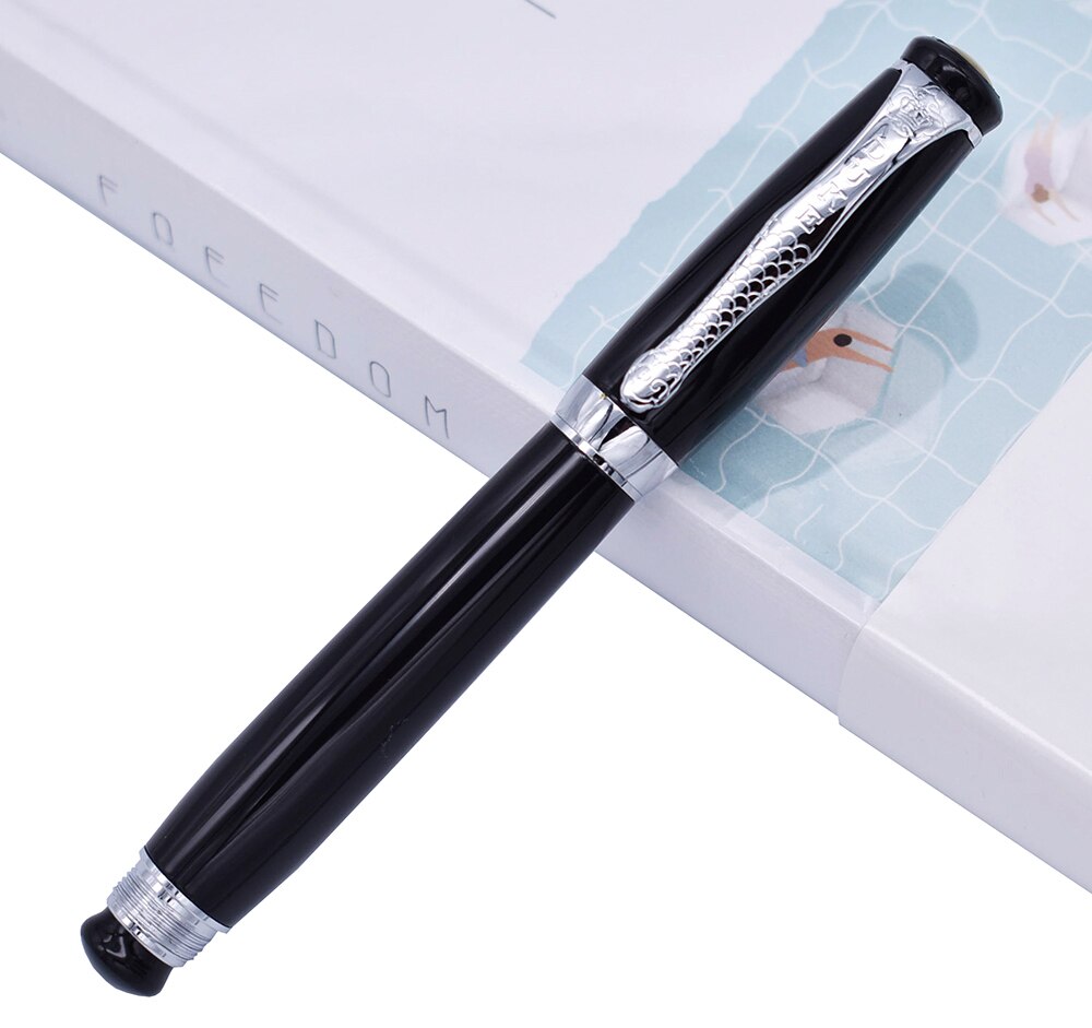 Duke Tutor Classic Fountain Pen , Black Barrel and White Pearl on Top , Ideal for Business Office Home or
