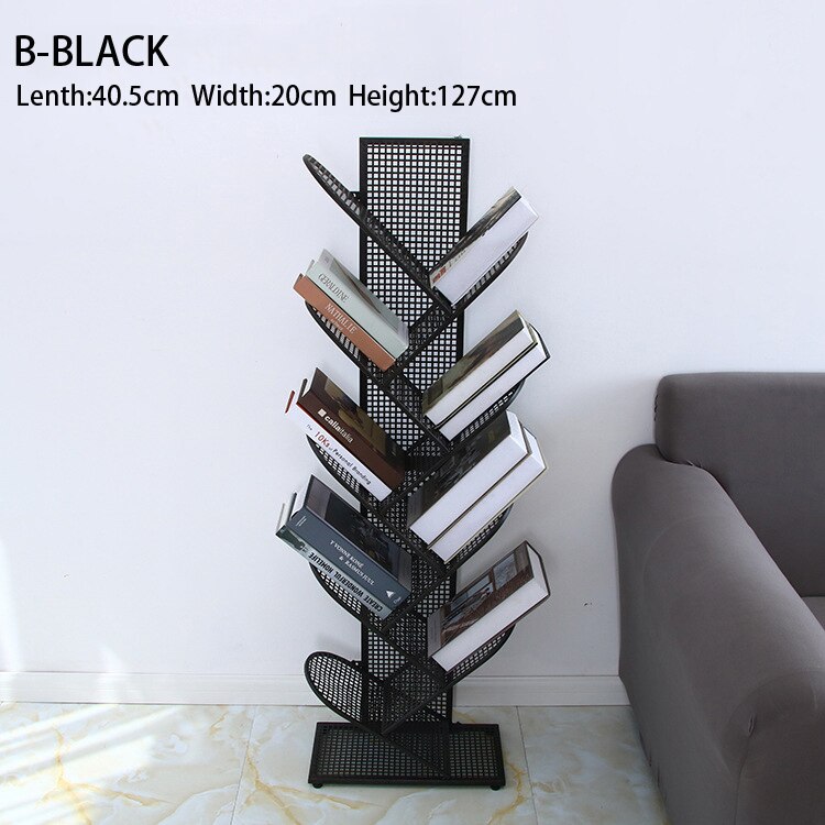 Wrought Iron Tree-shaped Bookshelf Multi-layer Floor Bookcase For Living Room Study Office Simple Bookshelf
