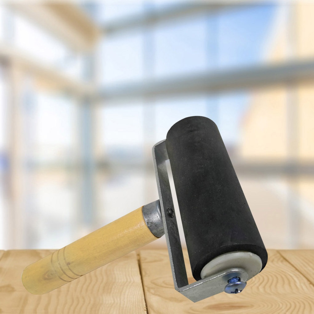 Gummi trykrulle træblok deluxe hård gummi brayer rulle kraftig stålramme børn kunsthåndværk værktøj 2.5cm*6cm