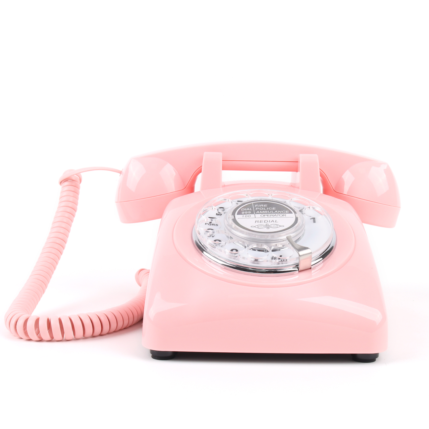 Telefony obrotowe retro telefon z 1980s, retro przewodowy telefon stacjonarny dla domu/biura różowy europejski stacjonarny